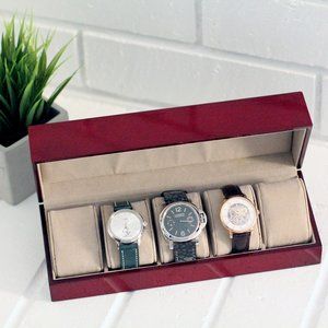 5 Slots Glossy Red Wood Watch Display Box